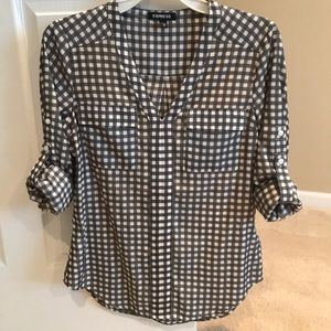 Express Grey and White Checked Blouse / Shirt